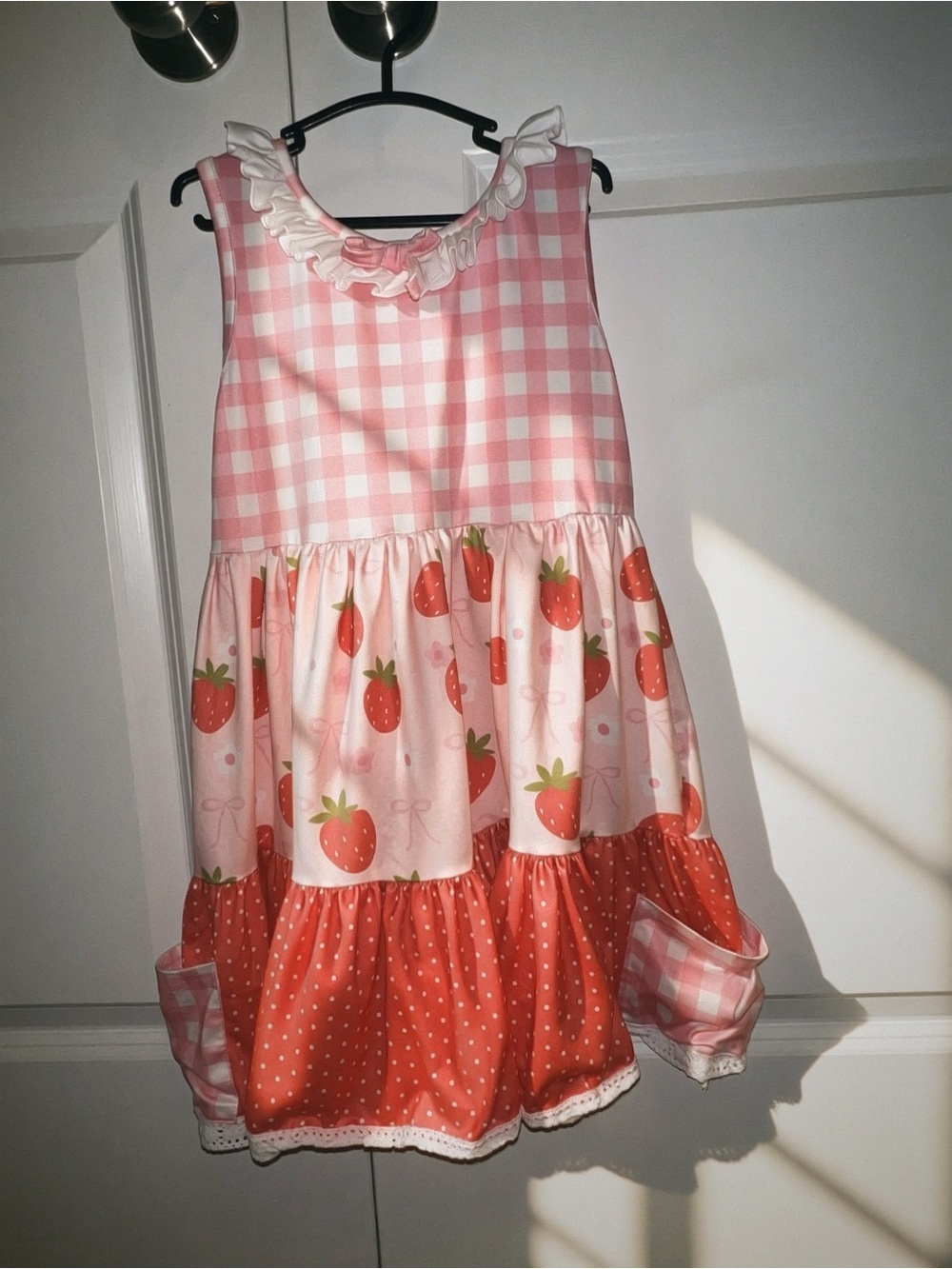Pink & Coral Strawberry Tiered Dress